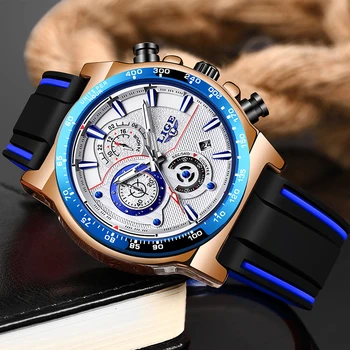 LIGE Casual Sport Ceasuri pentru Barbati Albastru Brand de Lux de Top Militare gel de Siliciu Ceas de mână de Om Ceas Moda Ceas Cronograf