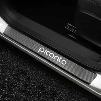 Fibra De Carbon Mașină Pragului De Ușă Scuff Placa De Autocolante Pentru Kia Picanto Antialunecare Auto Protector Styling Autocolant Tuning Auto Accesorii