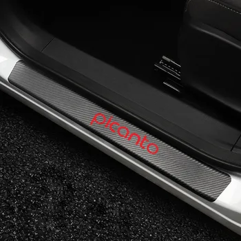 Fibra De Carbon Mașină Pragului De Ușă Scuff Placa De Autocolante Pentru Kia Picanto Antialunecare Auto Protector Styling Autocolant Tuning Auto Accesorii