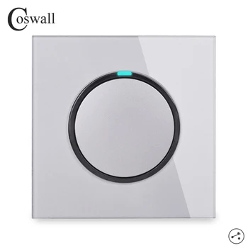 Coswall 1 Banda 2 Mod Aleatoriu Faceți Clic Pe / De Pe Scara De Perete Comutator De Lumină Lumina De Fundal Albastru Trece Prin Comutator Pornit Panou De Sticlă Gri