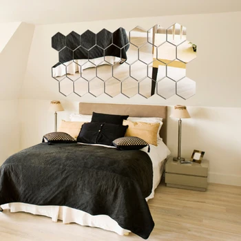 4colors - 3D Hexagon Acril Oglindă de Perete Autocolante DIY Arta de Perete Decor Autocolant 7pcs/set