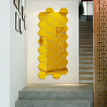 4colors - 3D Hexagon Acril Oglindă de Perete Autocolante DIY Arta de Perete Decor Autocolant 7pcs/set