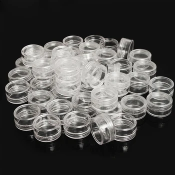 50Pcs 2.5 ML din Plastic transparent Bijuterii Șirag de mărgele Cutie de Depozitare Mici, Rotunde Recipient Borcane alcătuiesc Organizator Cutii