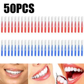 50pcs Dinte Perie Interdentare Ata dentara Oral Igiena Dentara Plastic Moale Scobitoare Sanatoasa pentru Dintii de Curățare Îngrijire Orală