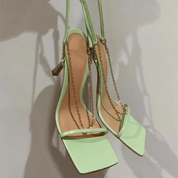 SUOJIALUN 2021 Nou Brand pentru Femei Sandale Toc Subțire de Mare Eleganta Doamnelor Pantofi Pompe Bandă Îngustă Vara Sandale Gladiator Pantofi