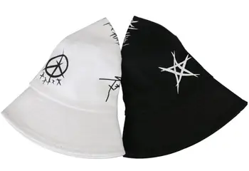 FOXMOTHER Noi de Vara Mens Gorros Negru Culoare Albă Star Ochi Graffiti Pălărie Pescar de Oameni Găleată Pălării Hip Hop