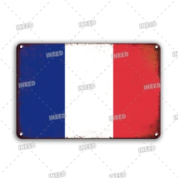 Statele UNITE ale americii Flag Placă de Metal de Staniu Semn de Epocă Franța Flag Poster Personalizat Living Decor de Perete Placa Retro Pictura Autocolant
