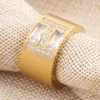 Modyle New Sosire Aur-Inel de Culoare Bijoux 14mm Latime Mare Deschide Setare CZ Zicon Inel de logodna Pentru Femei Bijuterii de Nunta