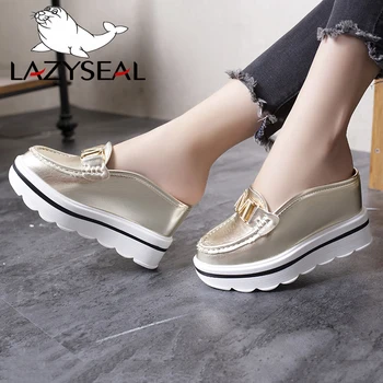 LazySeal 2020 Diapozitive Platforma Wedge Papuci De Casă LoafersHeight Creșterea Pantofi Femei Mocasin Catâri M Pene Sandale Pentru Femei