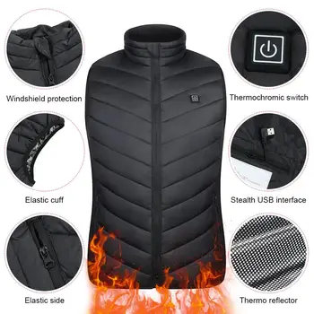 Încălzire electrică Vesta de Iarnă Încălzit Jacheta USB de Reglare a Temperaturii Haine groase Pentru Camping, Drumeții, Vânătoare, Echitație Golf