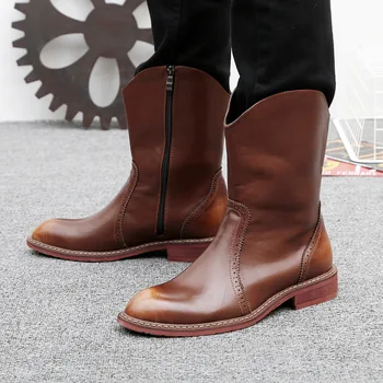 Garda de onoare de echitatie cizme din piele pantofi brogue pentru barbati moda cowboy boot mongolă mare bota masculina botines hombre