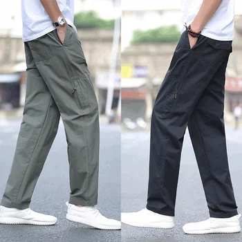 LOMAIYI Plus Dimensiune Bărbați Pantaloni pentru Bărbați Primăvară Toamnă Vrac Pantaloni de Lucru Bărbat din Bumbac Casual Pantaloni Cargo Cu Buzunare cu Fermoar BM293