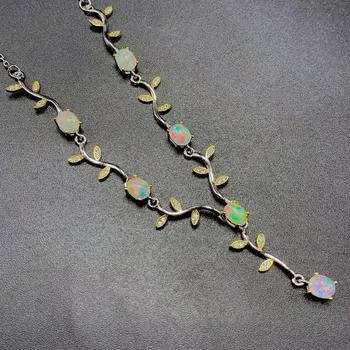 Noi naturala opal colier femei argint 925 colier de culoare foc strălucitor super lux, stil elegant