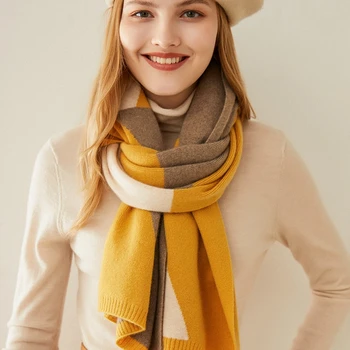 Noua modă în 2020, pure cashmere pentru femei toamna iarna tricot gât șal dual scop