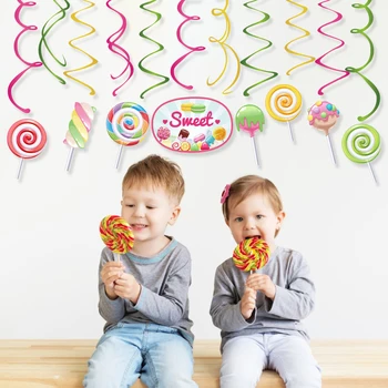 Fete dulci Lollipop Tema Decoratiuni de Partid din PVC Spirală Agățat panza de Paianjen Copil Petreceri Aniversare Favoruri Petrecere Copil de Dus Provizii