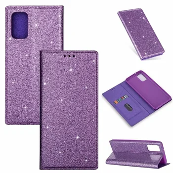 Caz Pentru Samsung Galaxy A51 A71 A11 A21 A21S A31 A41 A70E 4G 5G A81 A91 Acoperi Coque Magnetic Glitter din piele Portofel Caz moale