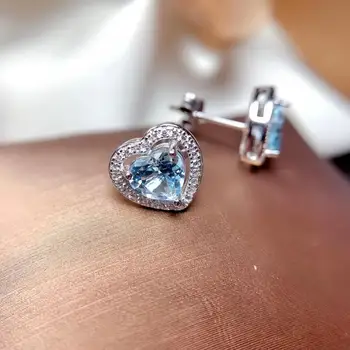 2020 inima stil natural acvamarin pietre semipretioase cercei stud pentru femei bijuterii naturale gem real argint 925 fata de partid cadou