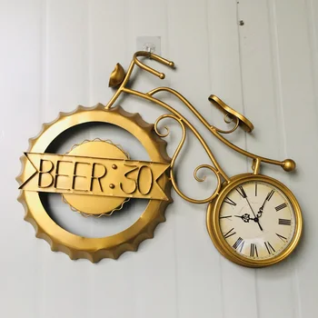 Retro Ceas de Perete Mare de Metal Nordic Vintage Industriale Motocicleta din Fier Forjat Ceas de Perete Mansarda Salon de coafură Klok Decor Acasă AD5WC