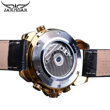 Jaragar Brand Reloj Bărbați Mechanical Ceas Tourbillon De Aur Data Negru Din Piele De Curea De Sex Masculin Automată Ceasuri Cadou De Crăciun