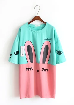 Adorabil Drăguț Moale Umflat T shirt Anime Model Tricou Femei Lolita Dulce Japonia Kawaii Topuri Cat Bunny tricouri