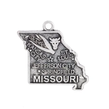 Forma mea Farmec Antic de Epocă Statului Missouri Hartă care pleacă Pandantiv Pentru a Face Bijuterii 30buc 22*23mm