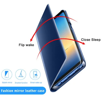 Husa Flip pentru Samsung Galaxy A7 7 2018 A750 A750F A750FN SM-A750F SM-A750F/DS, SM-A750FN Vedere Clară Oglindă Telefon din Piele Acoperi