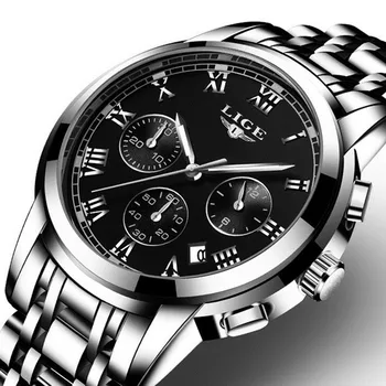 LIGE Bărbați Ceasuri Militare Brand de Lux Watch Mens Cuarț Oțel Inoxidabil Ceas Moda Ceas Cronograf Om Relogio Masculino