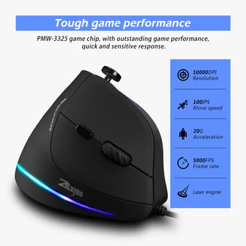 10000 DPI, 11 Butoane Optic cu Fir Mouse de Gaming 5 Direcția Rocker Verticale Colorate RGB Șoareci de Înaltă Rezoluție Pentru Jocuri Gamer