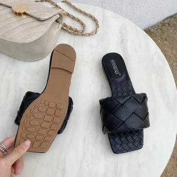 De Vară 2020 Design De Brand Femei Papuci De Casă Pătrat Peep Toe Casual, Tv Cu Papuci De Casă În Aer Liber Sandale De Plaja Doamnelor Flip Flop Diapozitive Pantofi