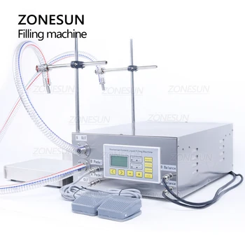 ZONESUN ZS-DP622W Semi-Automate Greutate de Umplere Mașină de Dezinfectant de mâini Parfumuri Șampon Dublu Duze Sticla de Apa de Umplere