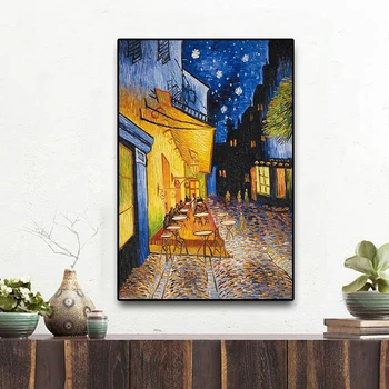 Celebrul Van Gogh Cafe Terasa Vintage Ulei de Pictura Reproduceri de arta pe Canvas Postere si Printuri de Arta de Perete de Imagine pentru Camera de zi