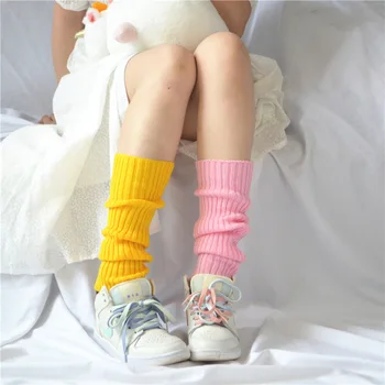 Femei coreene Tricotate Bomboane de Culoare Patru Sezoane Japoneze Mici Proaspete Șosete Tub de Mijloc Stretch Culoare Solidă Stiva Șosete Picior Prote