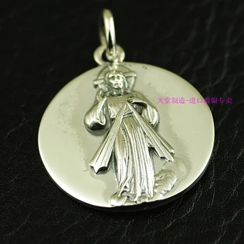 Isus față în față cu statuia Fecioarei argint 925 Thai argint pandantive pentru bărbat și femeie