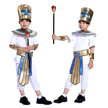 Băiat Fată Egiptul Antic Faraon Egiptean Cleopatra Prințul Costum De Printesa Pentru Copii Copil De Halloween Cosplay Performanță Haine Set