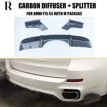 X5 F15 Fibra de Carbon Bara Spate Difuzor cu Splitter Șorț pentru BMW X5 F15 M-tech M-sport Spoiler Singura - 2018