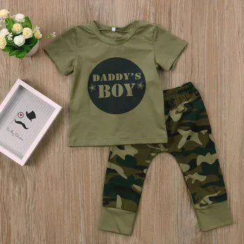 2020 Fierbinte de Vânzare de Moda pentru Copii Haine Băiat Set cu Mâneci Scurte de Camuflaj, tricou+Pantaloni 2 buc Nou-nascutului Fata de Îmbrăcăminte Set Haine