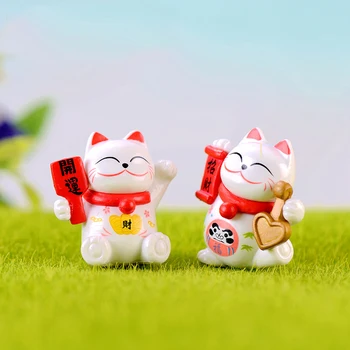 2 BUC Noroc Avere Cat Modelul Animale, Desene animate, Figurine Decor Acasă în Miniatură Fairy Garden Decor Accesorii Craft Cifre