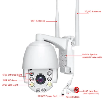 2MP Wireless SIM 4G Camera de Securitate 1080P, Zoom Optic 5X PTZ Wifi Camera IP de Exterior IR Noapte Viziune de Supraveghere CCTV Cam