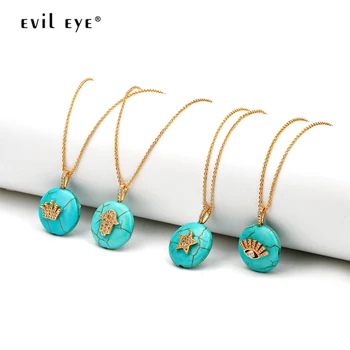EVIL EYE Micro Pave Hamsa Mână Stele Colier de Aur de Culoare Lanț de Cupru Pandantiv Colier Moda Bijuterii pentru Femei de sex Feminin EY6442