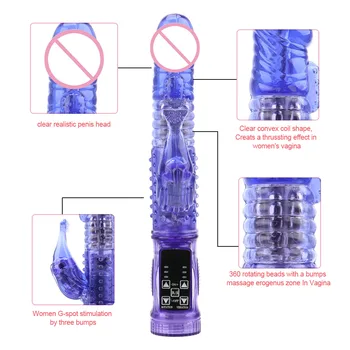 OLO Rabbit Vibrator Rotație de 360 de Grade Margele Jucarii Sexuale Pentru Femei Masturbator Dublu Vibrator pentru Clitoris Stimulator punct G Penis artificial