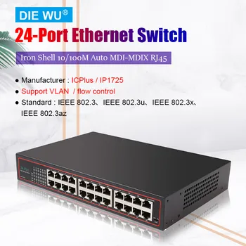 TXE100 24-Port 10/100M Fier Shell Ethernet/Desktop sau Rack/Plug and Play/Protejat Porturi/Unmanaged