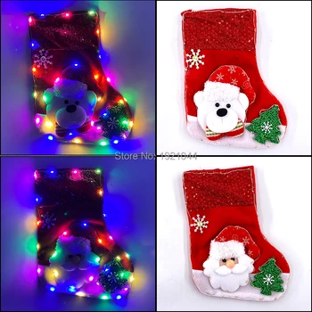 Noul LED Stralucind Ciorapi de Crăciun cu LED-uri Colorate Ciorapi Petrecere de Crăciun Consumabile Pungă de Bomboane pentru Pomul de Crăciun Decorare