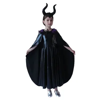Maleficent Răul Regina Costum de Vrăjitoare Pentru Teen Fată Rochie de Halloween Copil Bentita+Mantie 3pc Set Kid Frumusete Rochie Tunica Haine