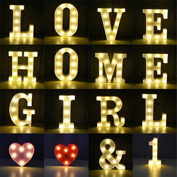 Luminos Scrisoare Alfabet de Lumini LED-uri Numărul de Lampa cu Lumina de Noapte Pentru Cameră Romantică Nuntă Ziua de Crăciun Ornament Valentine Cadou