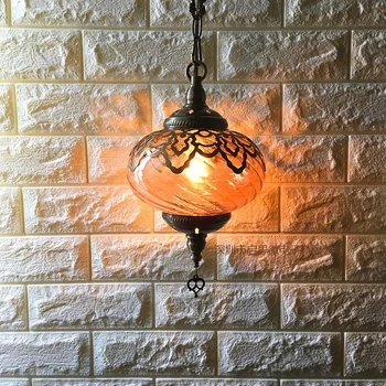 Cel mai nou stil Turcia vamale etnice Gol sculptură lampa Romantic cafe bar restaurant copac pandantiv lumina Eficientizarea pahar de iluminat