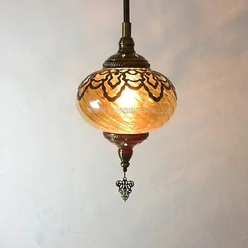 Cel mai nou stil Turcia vamale etnice Gol sculptură lampa Romantic cafe bar restaurant copac pandantiv lumina Eficientizarea pahar de iluminat