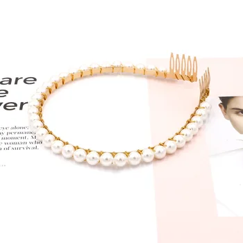 1 Buc Moda Handmade Perle Hairband Pentru Femei Fete Frumusete, Temperament Mireasa Styling Păr Accesorii De Petrecere Cu Bandă De Susținere Cadouri