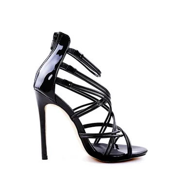 Stan Rechin Sexy Femei Sandale Sandale de Moda Noua Femei negru cu Fermoar Sandale Ajurata cross-curea sandale cu toc înalt 35-43