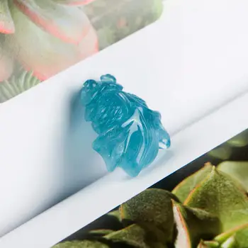 Autentic Natural Albastru Acvamarin Pandantiv Pentru Femei Lady Pește Sculptat Margele de Cristal Piatră Prețioasă de Bijuterii de Moda AAAAA 22x15mm