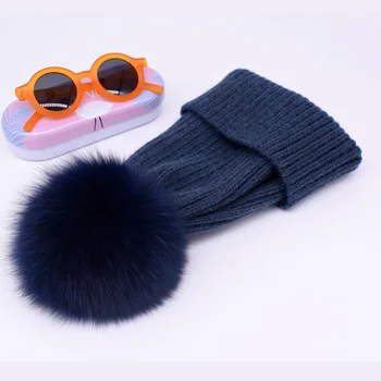 2020 Noua pălărie de iarnă de lux de calitate Fox pompom blană pălării beanie de Înaltă calitate Fete femei capota pălării de iarnă pentru femei